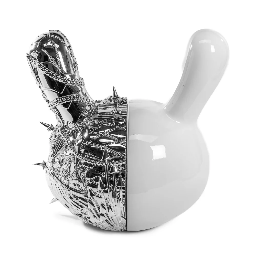20th Anniversary Dunny Head 12" Art Figure - "Crown Jewels" by Tristan Eaton - White & Silver Edition (Limited Edition of 300) - Image 7