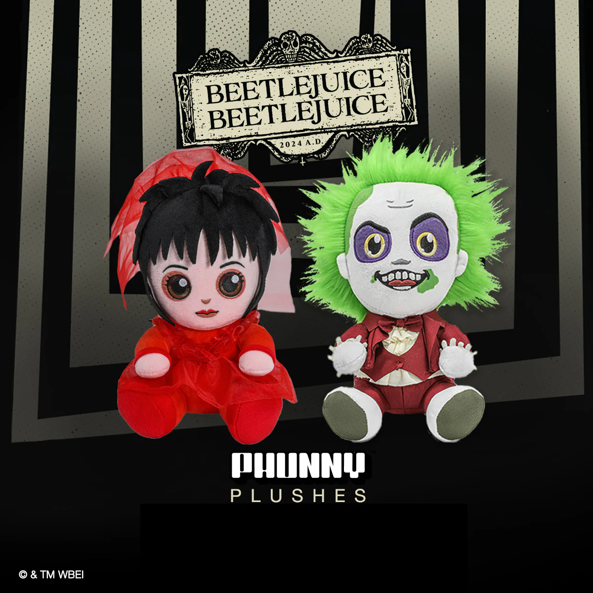 Beetlejuice & Lydia Deetz Wedding Phunny Plush Bundle