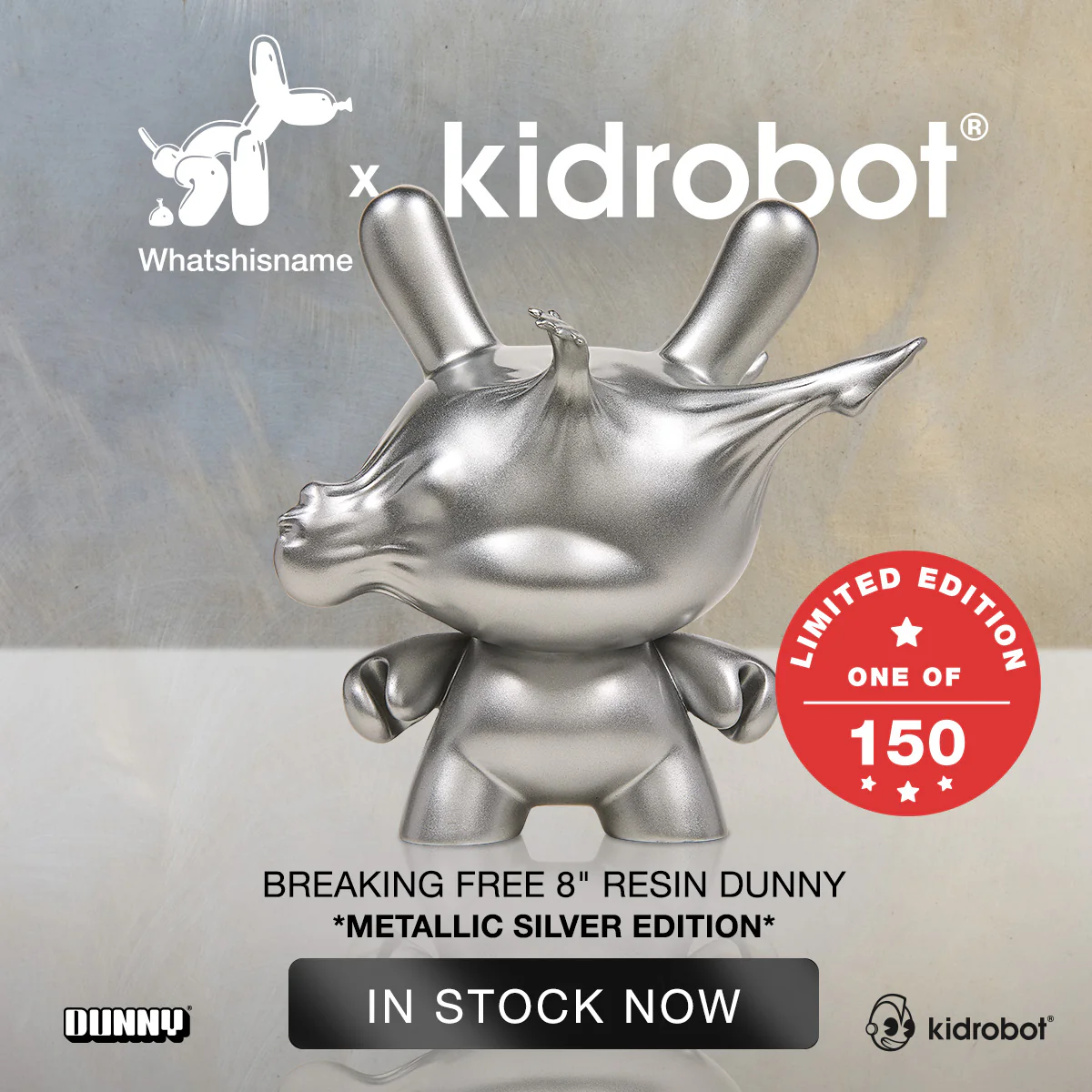 DCON 2022: Breaking Free 8" Resin Dunny by WHATSHISNAME - Metallic Silver Edition (Limited Edition) - Image 5