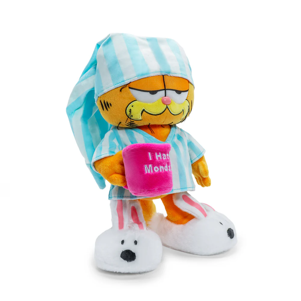 I Hate Mondays Grouchy Garfield in Pajamas and Slippers 13” Plush - Image 3