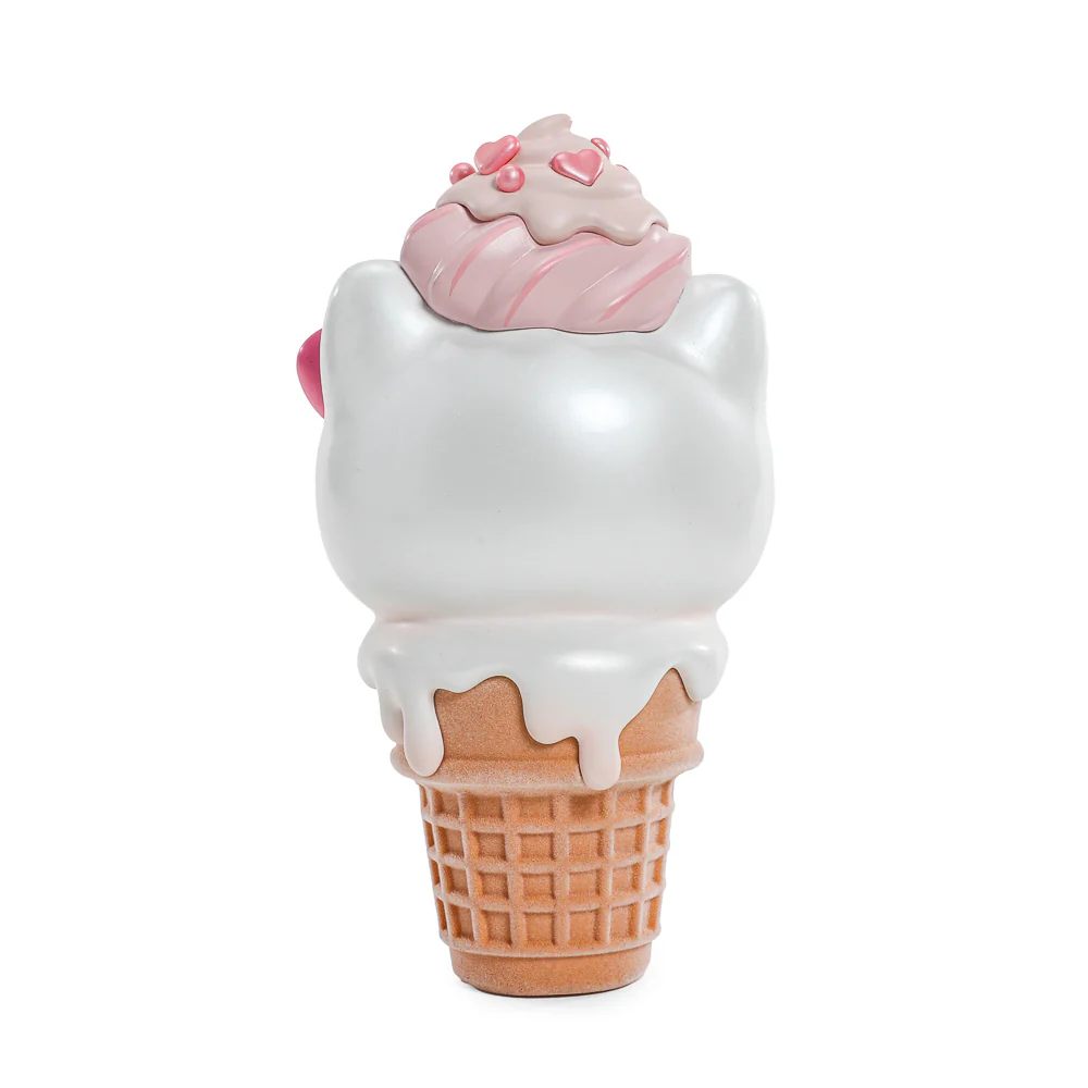 2025 CON EXCLUSIVE: Hello Kitty® Ice Cream Cone 6” Vinyl Art Figure – Pearlescent Vanilla with Strawberry Edition (Limited Edition of 500) - Image 4