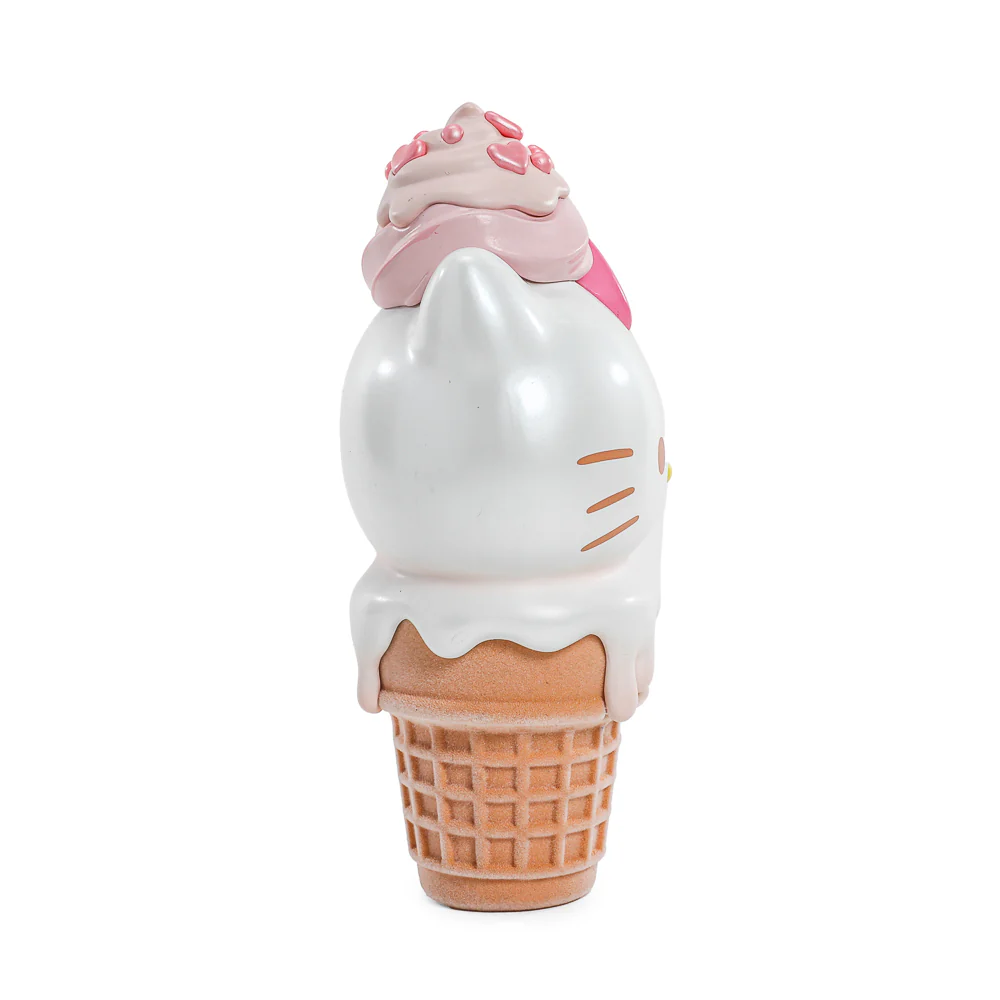 2025 CON EXCLUSIVE: Hello Kitty® Ice Cream Cone 6” Vinyl Art Figure – Pearlescent Vanilla with Strawberry Edition (Limited Edition of 500) - Image 3